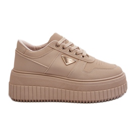 Zapatillas de mujer Chrisstin beige confeccionadas en piel ecológica con plataforma enorme