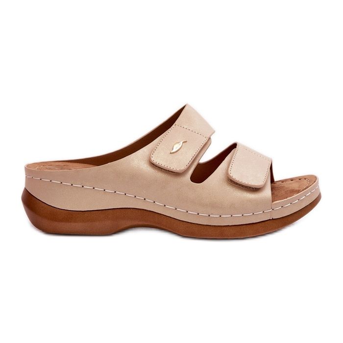 Chanclas Ligeras para Mujer en Piel Ecológica, Beige Frellia