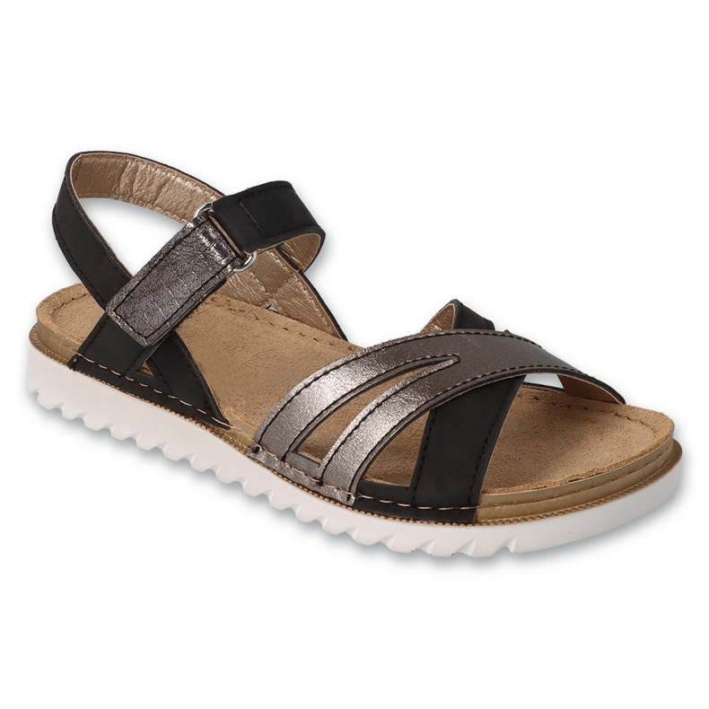 Sandalias infantil befado con aplicación de piel 062Y006 negro-plata