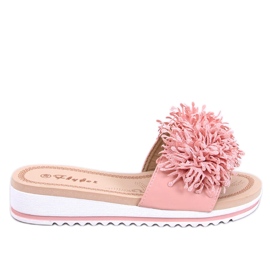 Ragnes Mules de cuña con flores rosas