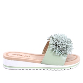 Mules de cuña con estampado floral en verde claro de Ragnes