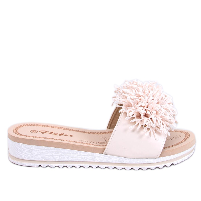 Ragnes Mules con cuña y flores en beige