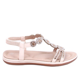 Yvers Sandalias beige con circonitas decorativas