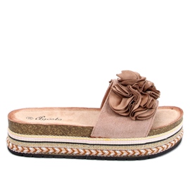 Chanclas Raven Khaki con suela gruesa y colorida beige