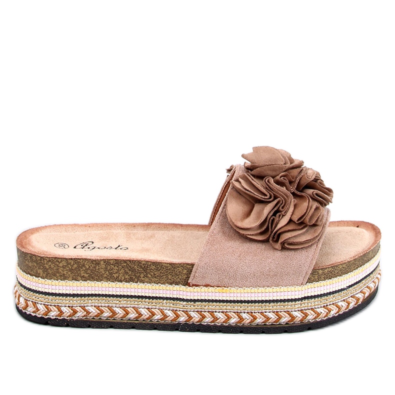 Chanclas Raven Khaki con suela gruesa y colorida beige