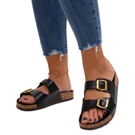 Chanclas negras con suela de corcho Oline negro