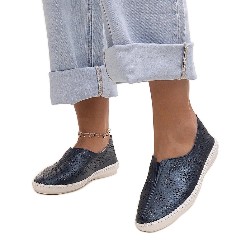 Zapatos Bernice calados piel azul marino