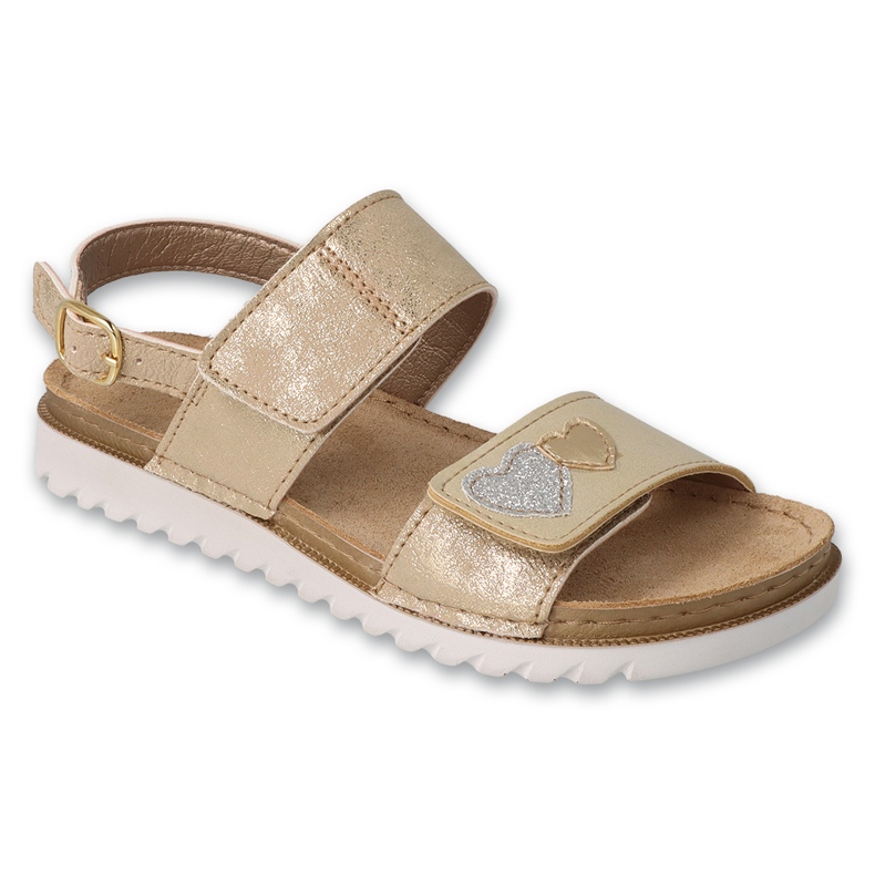 Sandalias infantil befado con aplicación de piel 062Y002 corazones dorados
