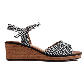 Sandalias cuña mujer cómodas de Sergio Leone blanco