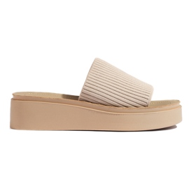 Sergio Leone Sandalias cuña mujer color crema beige