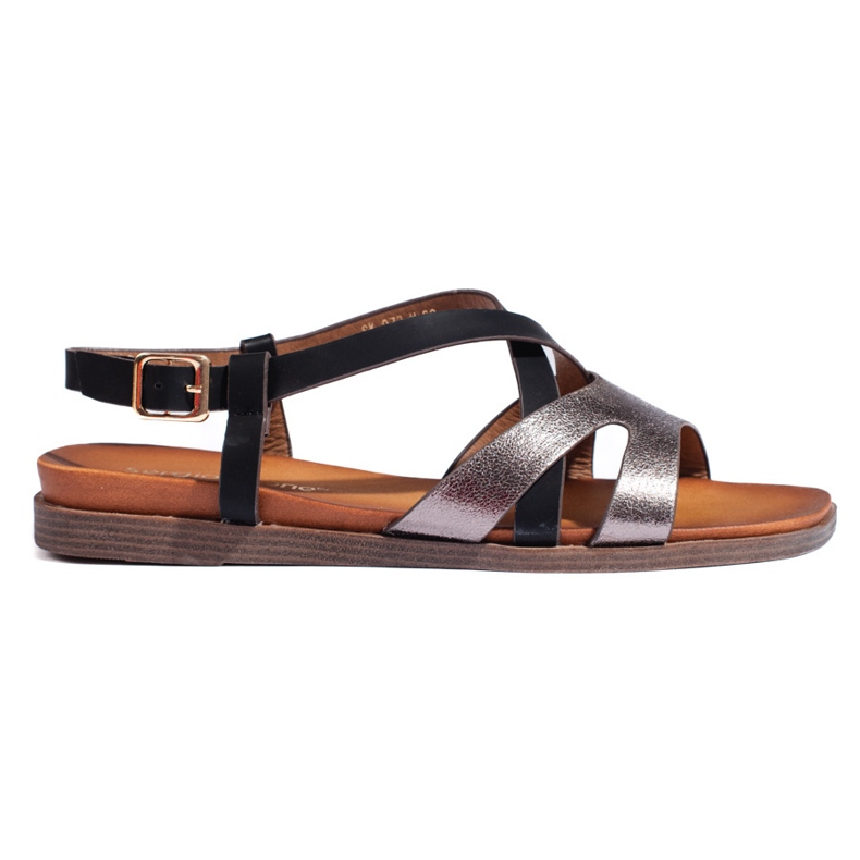 Sandalias planas de mujer negras de Sergio Leone negro