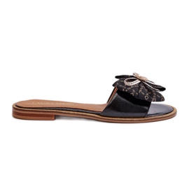 Chanclas Mujer Planas De Piel Con Lazo Laura Messi 2791 Negro