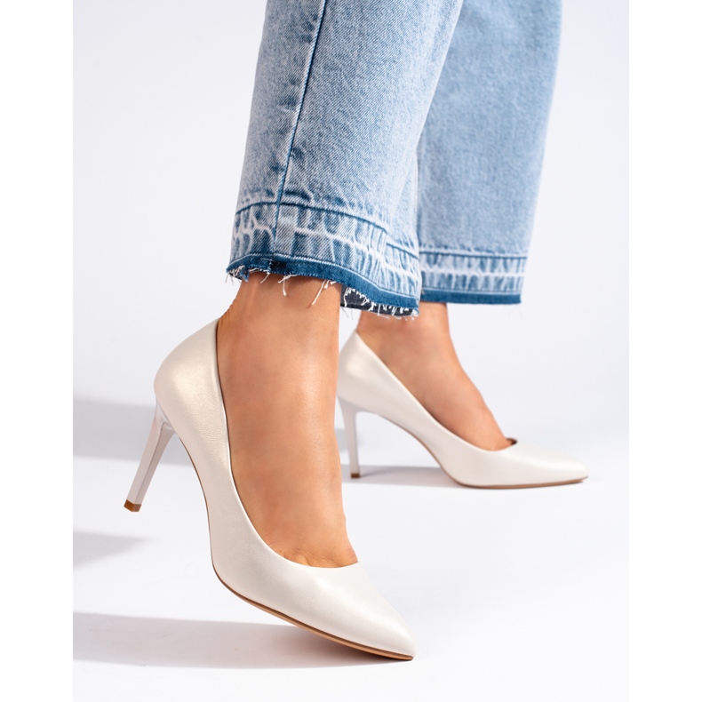 Zapatos de salón blancos clásicos de mujer de Sergio Leone Zapatos de salón blancos clásicos de mujer de Sergio Leone