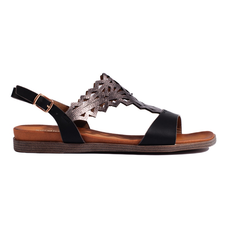 Sandalias de mujer caladas negras de Sergio Leone negro