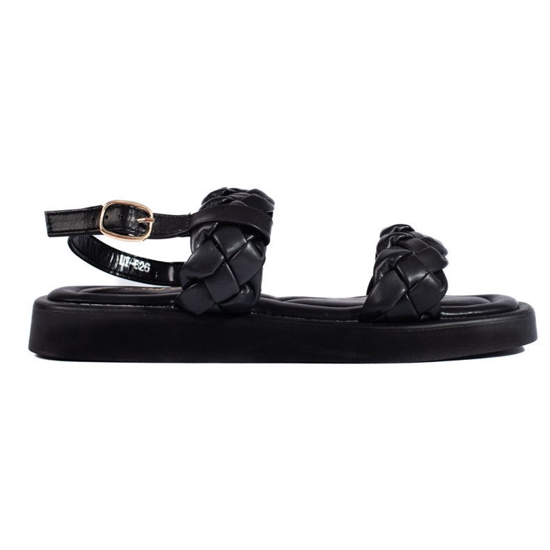 Sandalias de mujer negras con tiras trenzadas. negro