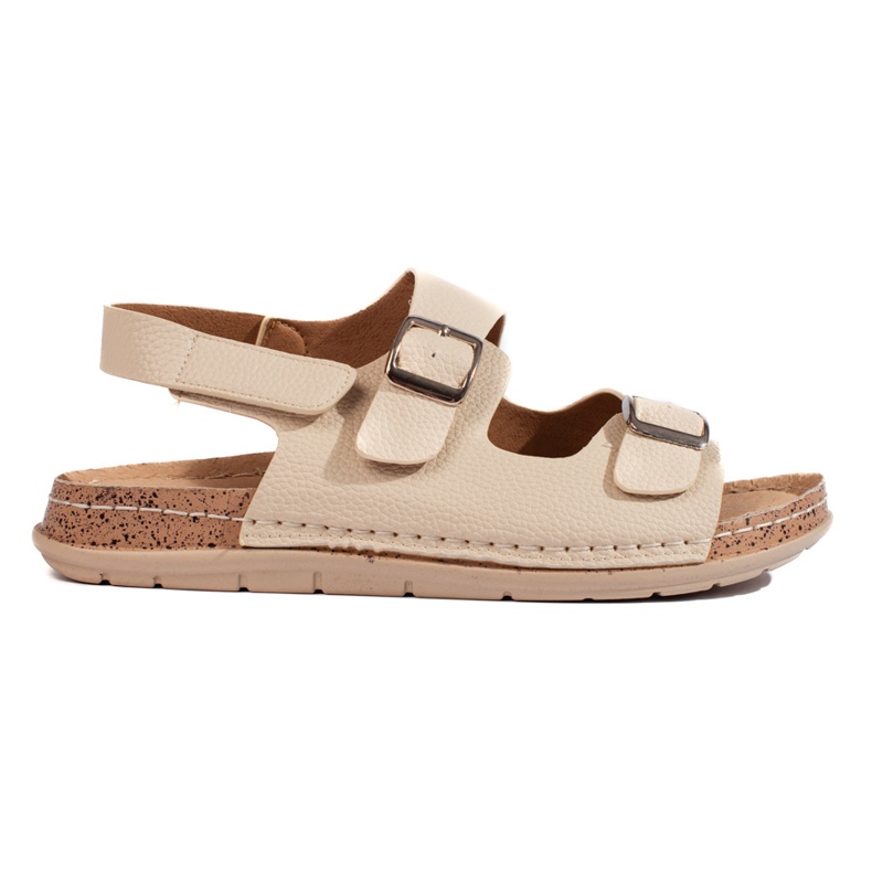 Sandalias mujer cómodas beige con hebillas
