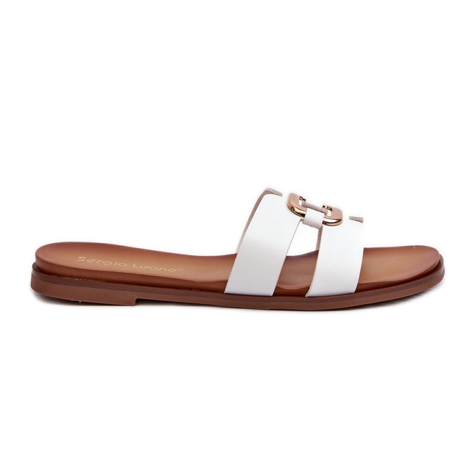 Chanclas Planas de Mujer Realizadas en Piel Ecológica Sergio Leone SK077H Blanco
