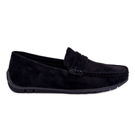 Confly Mocasines negros de gamuza para hombres