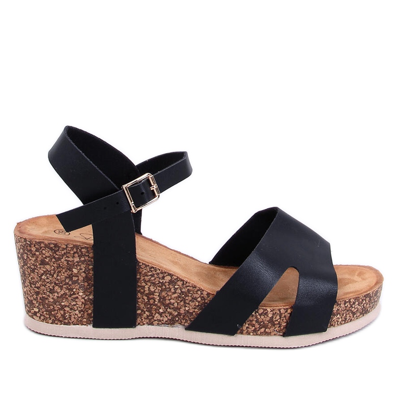 Dionis Sandalias cuña corcho negro