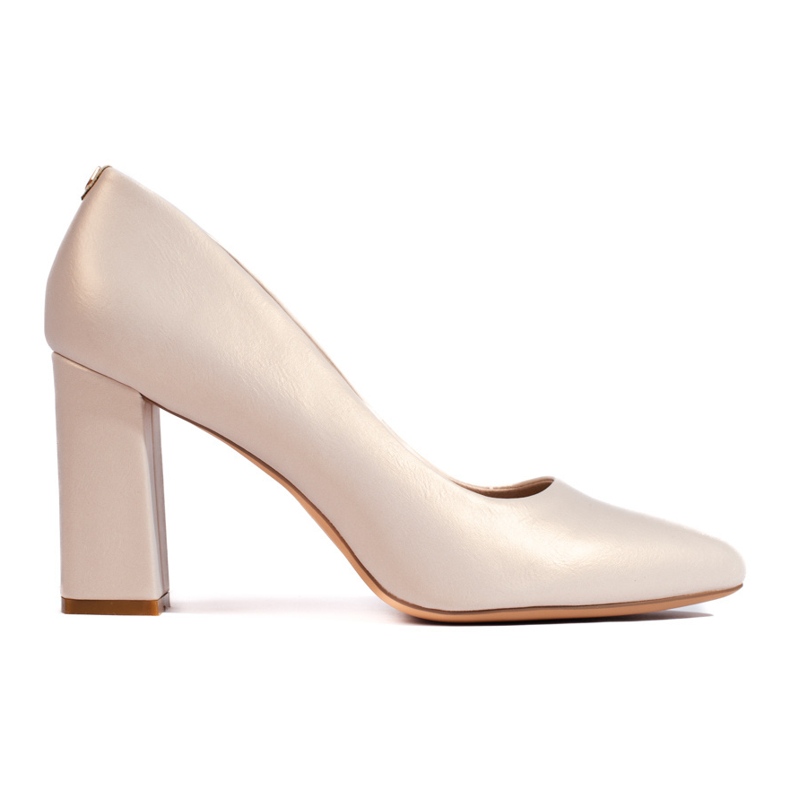 Zapatos de tacón color crema con tacón grueso de Sergio Leone beige