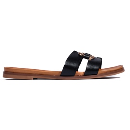 Chanclas negras con hebilla dorada de Sergio Leone negro