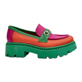 Zazoo 3476 Mocasines Mujer Piel, Verde multicolor