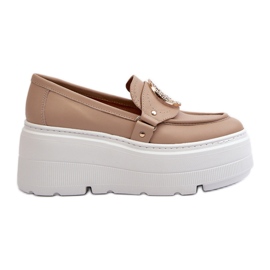 Zazoo 3458 Mocasines Mujer Piel Con Adorno, Beige