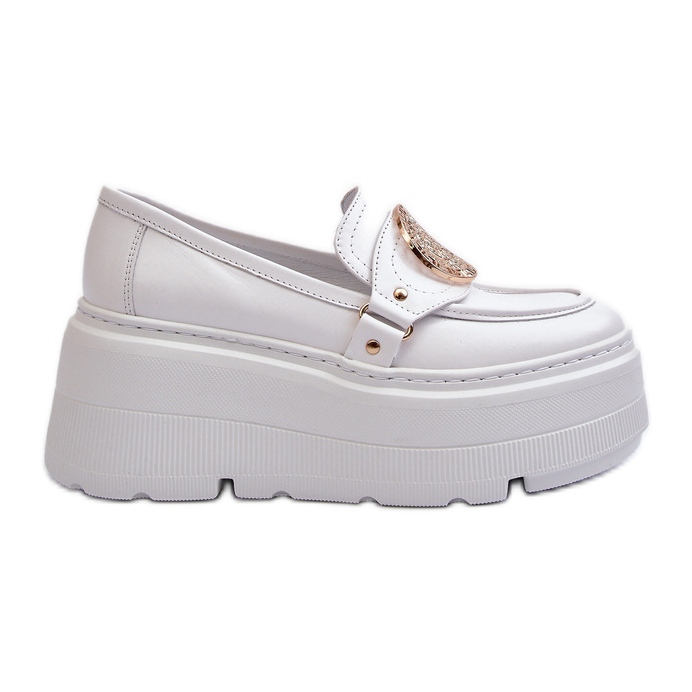 Zazoo 3458 Mocasines Mujer Piel Con Adorno, Blanco