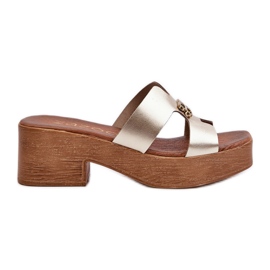 Zazoo 40412 Chanclas Mujer Elegantes De Piel Con Adorno Dorado
