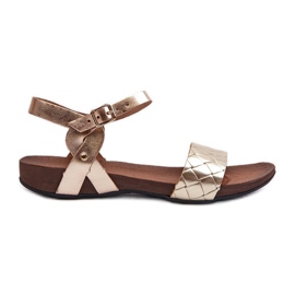 Zazoo 40027 Sandalias Planas Mujer Piel, Dorado