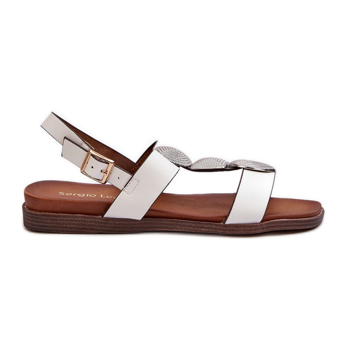 Sandalias Planas Mujer Con Adornos Sergio Leone SK072H Blanco