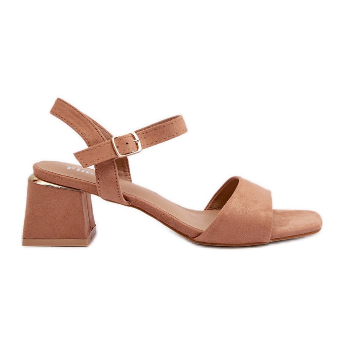 Sandalias de Mujer con Tacon en Ante Ecológico Camel Leisha beige
