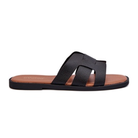 Chanclas Planas de Mujer Fabricadas en Piel Ecológica, Negro Risamay