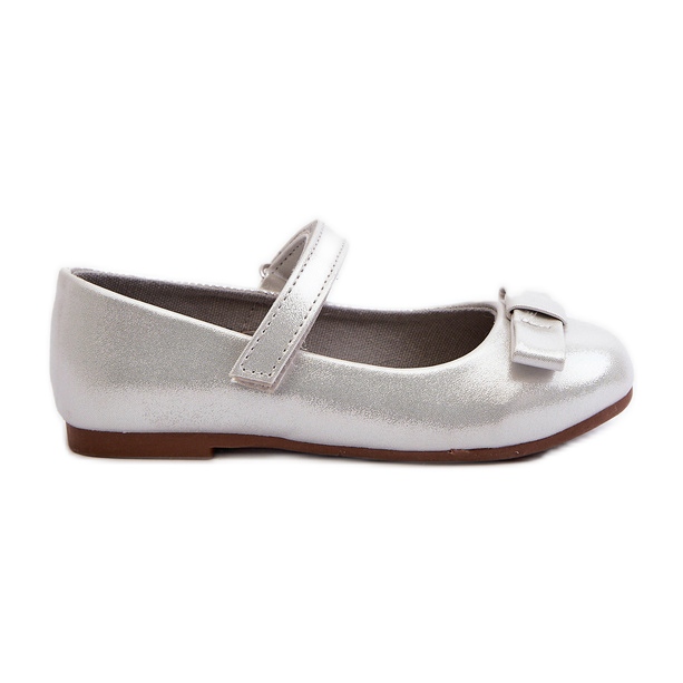 Bailarinas Infantiles Brillantes Lazo Velcro Fiorelle Plata