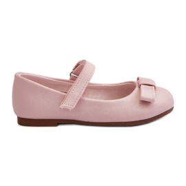 Bailarinas Infantiles Brillantes Lazo Velcro Rosa Fiorelle rosado