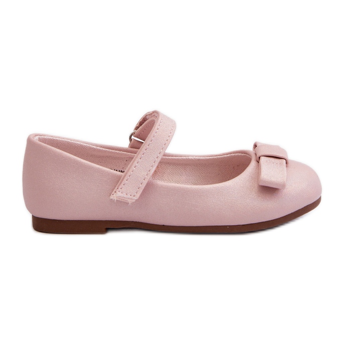 Bailarinas Infantiles Brillantes Lazo Velcro Rosa Fiorelle rosado