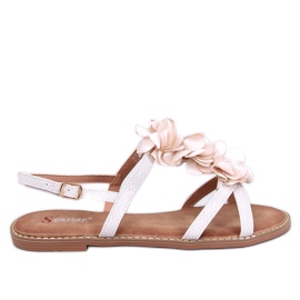 Amaur Sandalias beige con flores delicadas