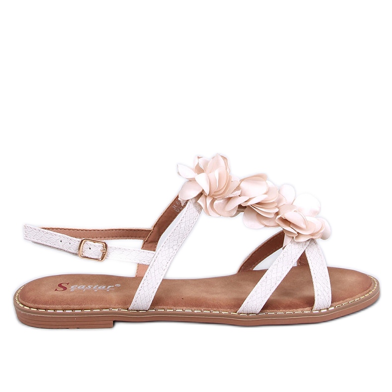 Amaur Sandalias beige con flores delicadas
