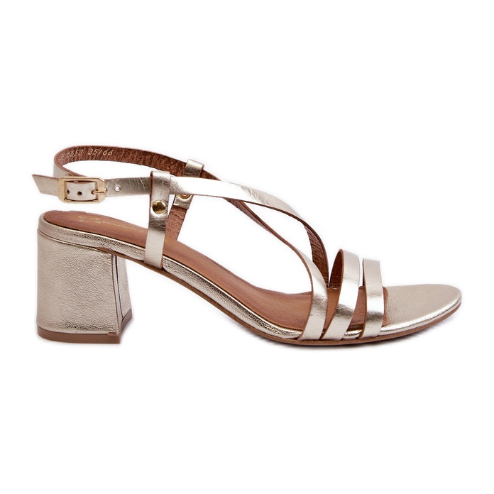 Sandalias de Piel con Tacón Bajo Maciejka 06653-25 Dorado
