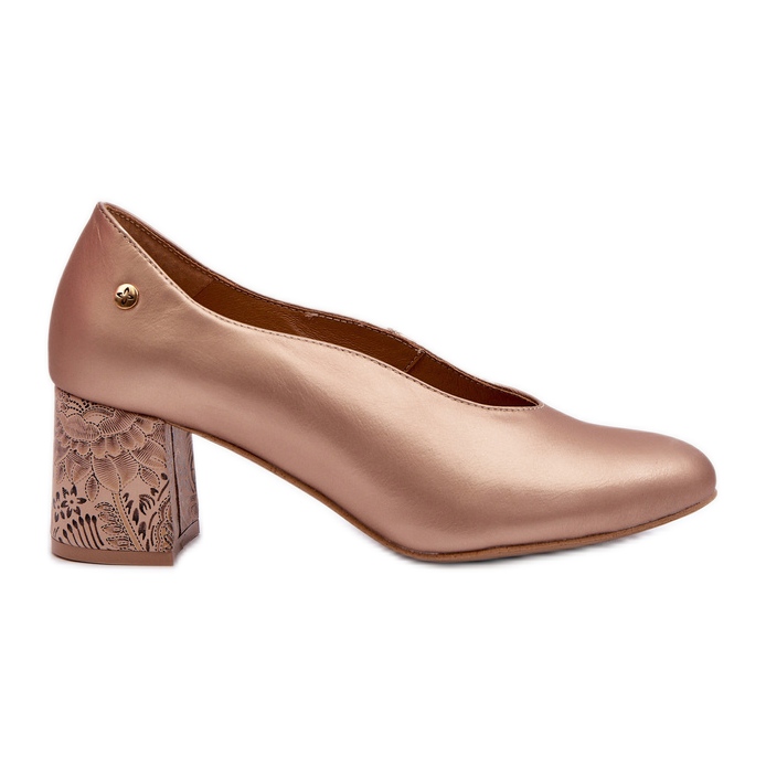 Elegantes Zapatos de Salón de Piel con Tacón Alto Maciejka 06422-25 Dorado