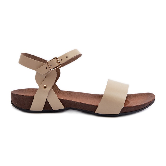 Zazoo 40027 Sandalias Planas Mujer Piel, Beige
