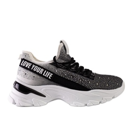 Zapatillas masivas brillantes blancas y grises de Senai negro
