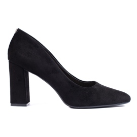Zapatos de tacón de ante negro con tacón grueso de Sergio Leone