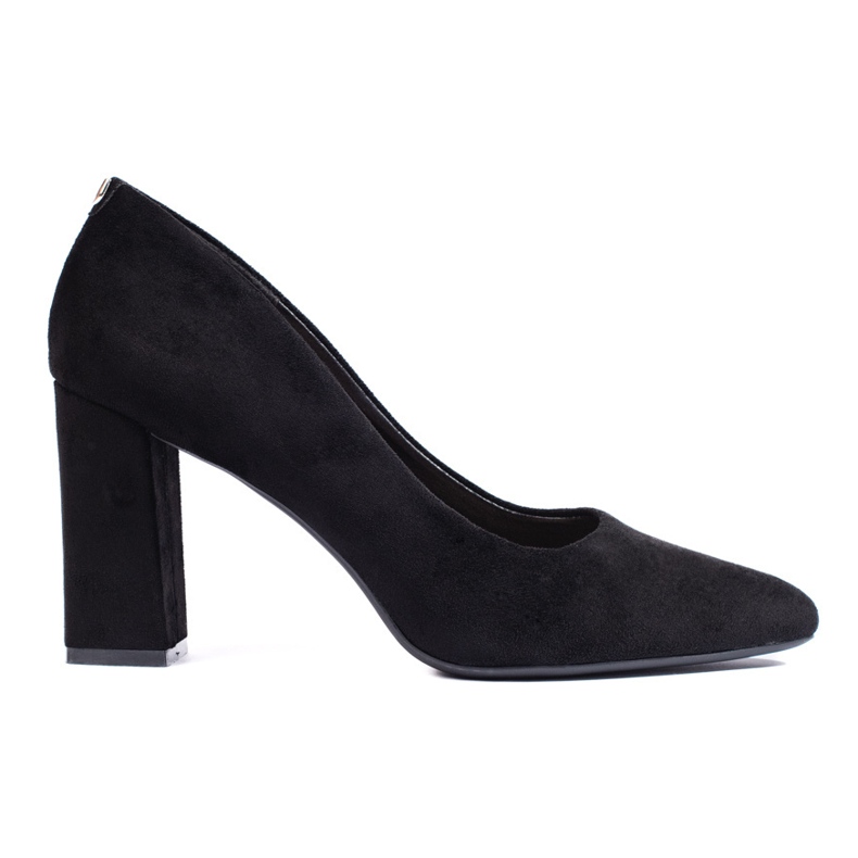Zapatos de tacón de ante negro con tacón grueso de Sergio Leone