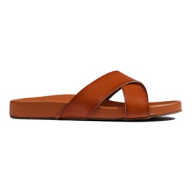 Chanclas de mujer camel con tiras anchas de Sergio Leone marrón