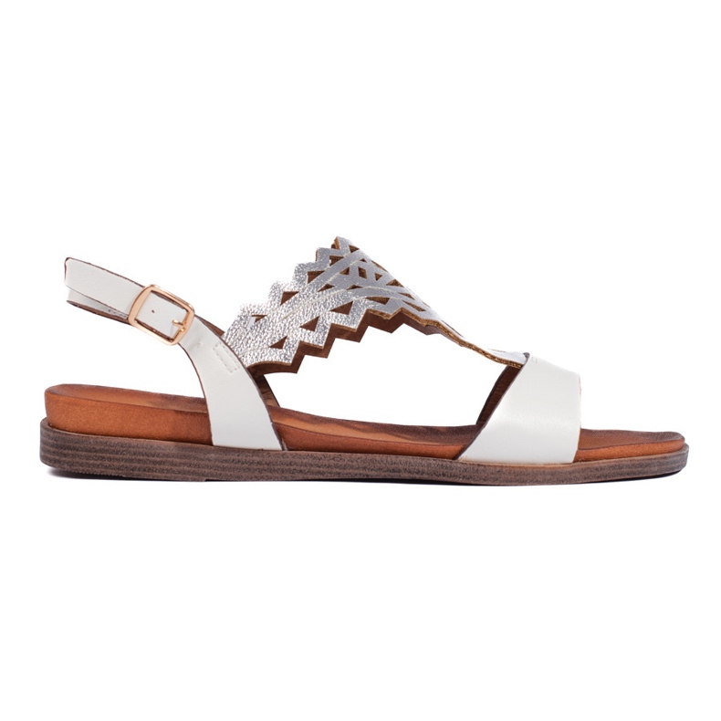 Sandalias de mujer caladas en blanco y plata de Sergio Leone