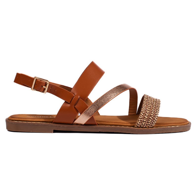 Sandalias de mujer marrones y doradas de Sergio Leone marrón
