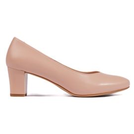 Sergio Leone Elegantes zapatos de tacón de mujer beige.