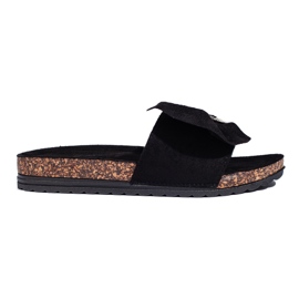 Chanclas negras con suela de corcho negro