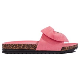Chanclas rosas con suela de corcho. rosado